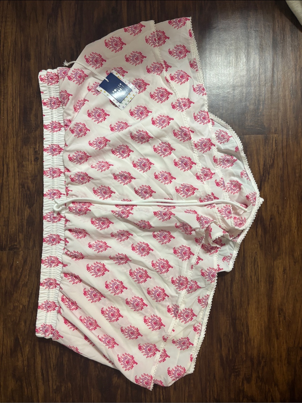 Roller Rabbit White Shorts with Pink Floral Block Print